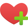 Red heart with a green plus
